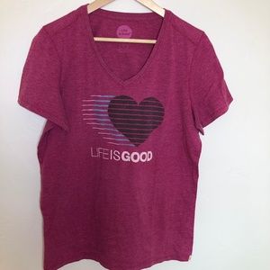 Pink Vintage Life Is Good V-Neck Tee💗